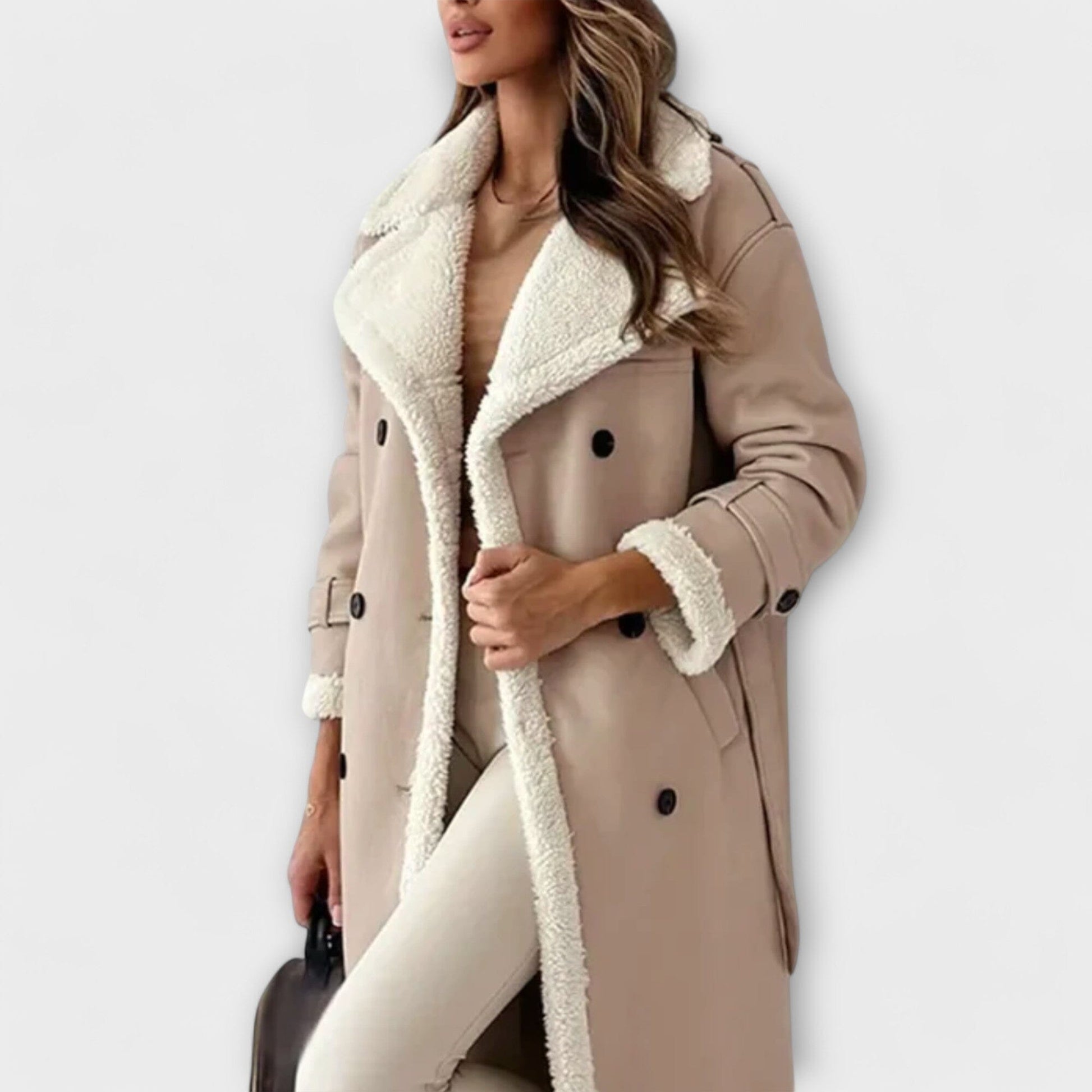 Maria – Abrigo largo clásico con forro polar y cuello de teddy Maria – Abrigo largo clásico con forro polar y cuello de teddy A minha loja Aprikose S 