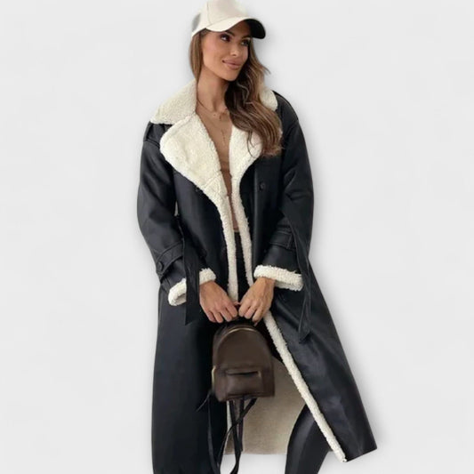 Maria – Abrigo largo clásico con forro polar y cuello de teddy Maria – Abrigo largo clásico con forro polar y cuello de teddy A minha loja Negro S 