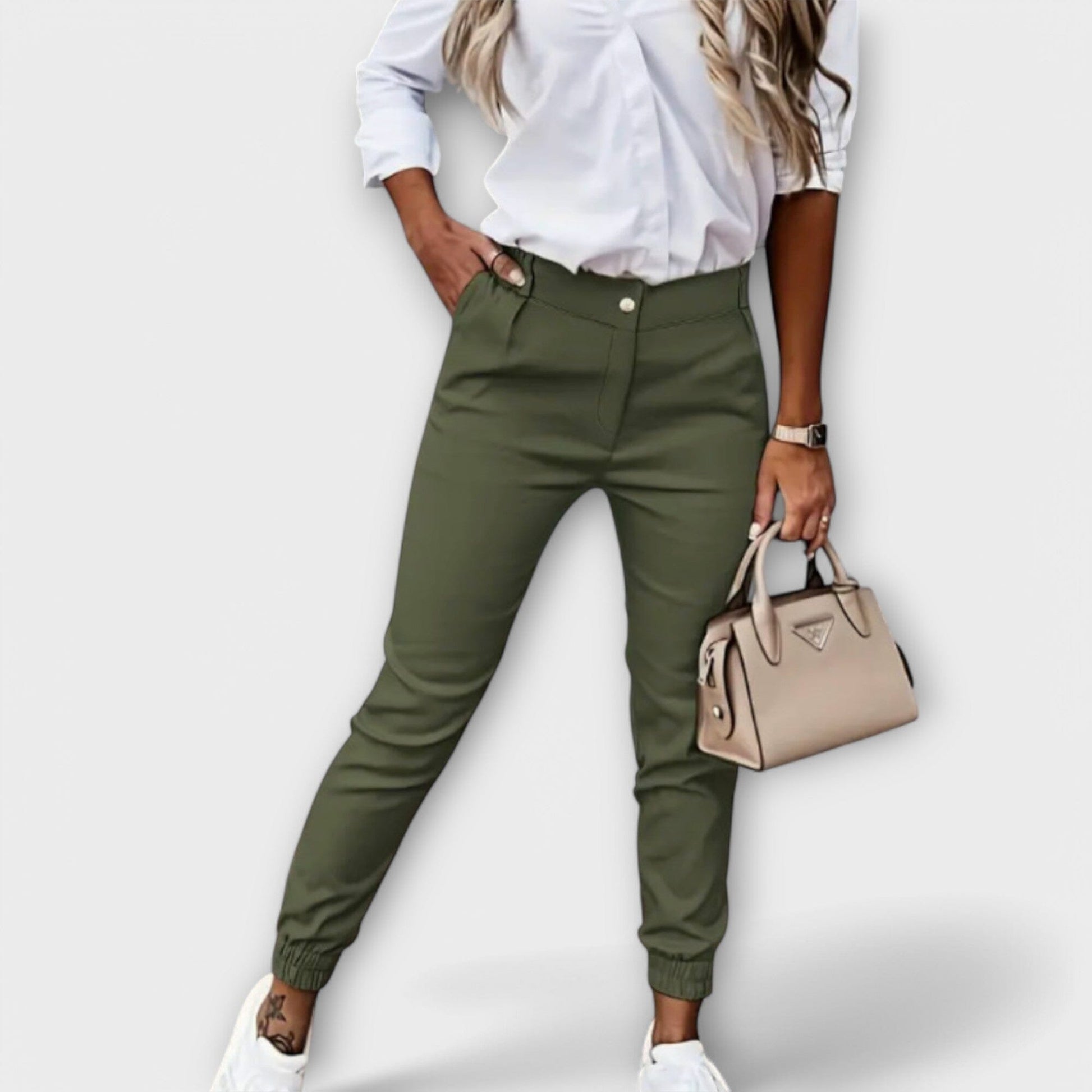 Melania – Pantalones elásticos Melania – Pantalones elásticos A minha loja Armeegrün S 