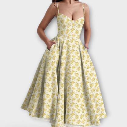 Mélie – Vestido ligero de verano con detalle de corsé Mélie – Vestido ligero de verano con detalle de corsé A minha loja Gelbgeblümt S 