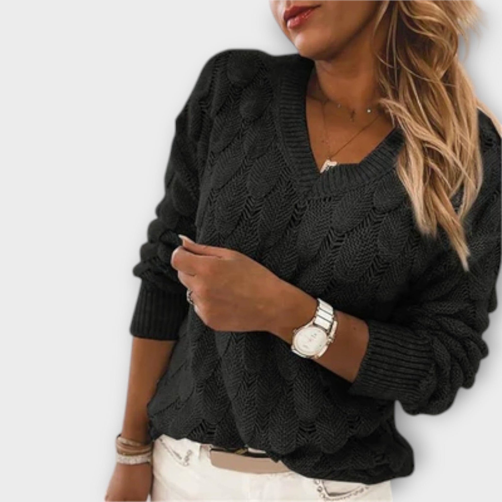 Noemier – Suéter con Escote en V Noemier – Suéter con Escote en V A minha loja Negro S 