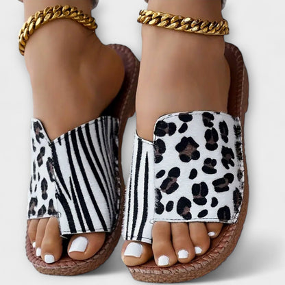 Pantolettes bicolores con estampado de leopardo elegantes Pantolettes bicolores con estampado de leopardo elegantes A minha loja Weißer Leopardenmuster 37 