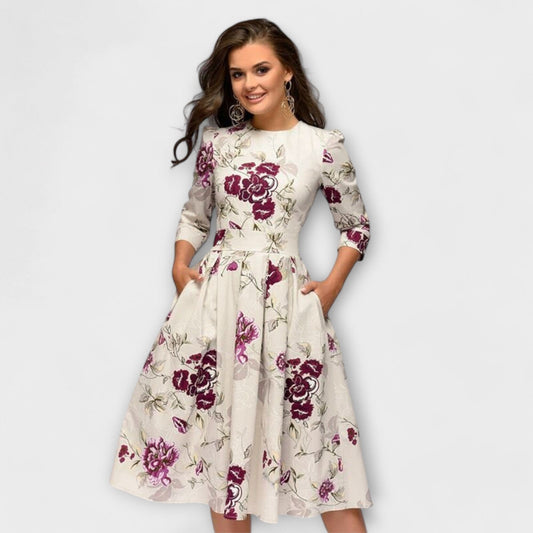 Retrozo – Elegante vestido de longitud a la rodilla Retrozo – Elegante vestido de longitud a la rodilla A minha loja Blanco XS 