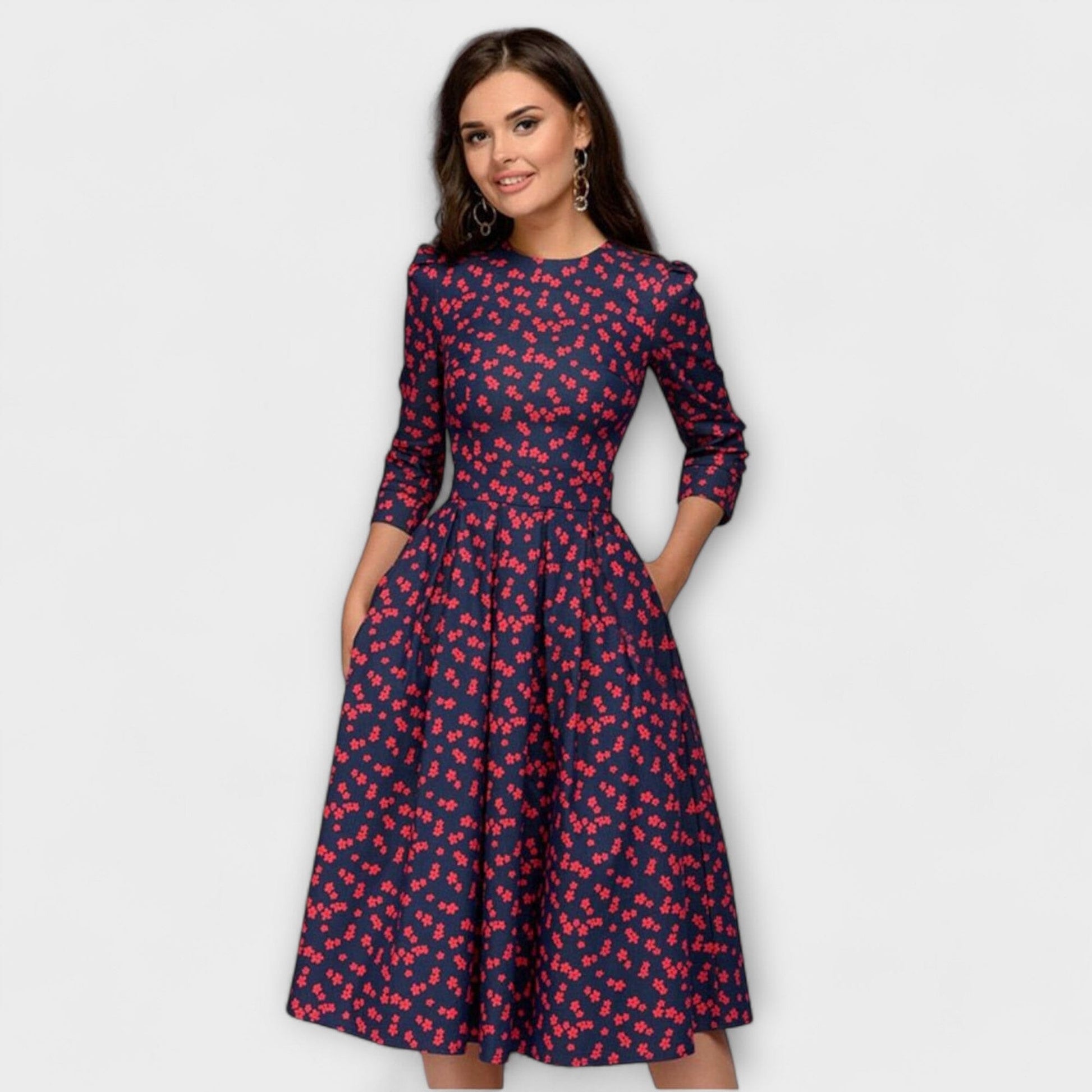 Retrozo – Elegante vestido de longitud a la rodilla Retrozo – Elegante vestido de longitud a la rodilla A minha loja Rojo XS 