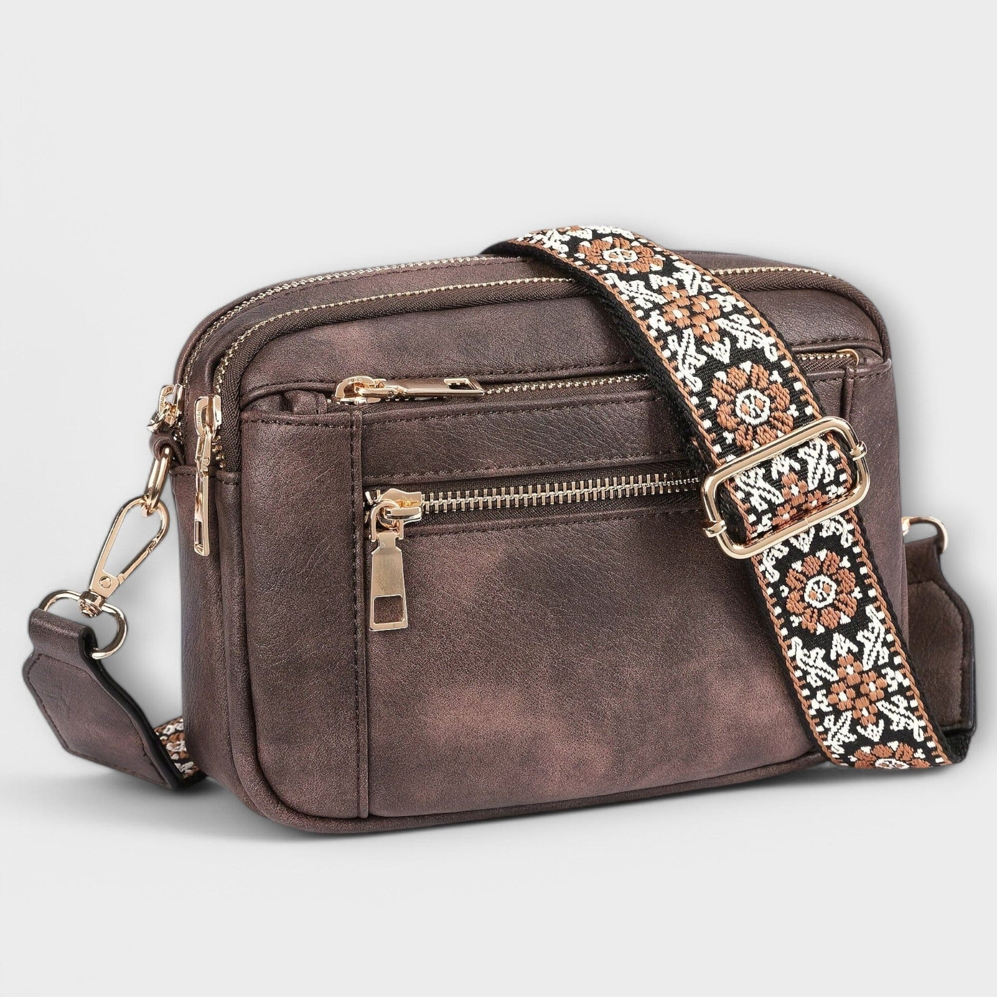 Rita. – Bolso bandolera de cuero vegano Rita. – Bolso bandolera de cuero vegano Rita Dunkelbraun 