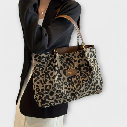Rita. – Bolso tote de lona con estampado de leopardo Rita. – Bolso tote de lona con estampado de leopardo Rita 