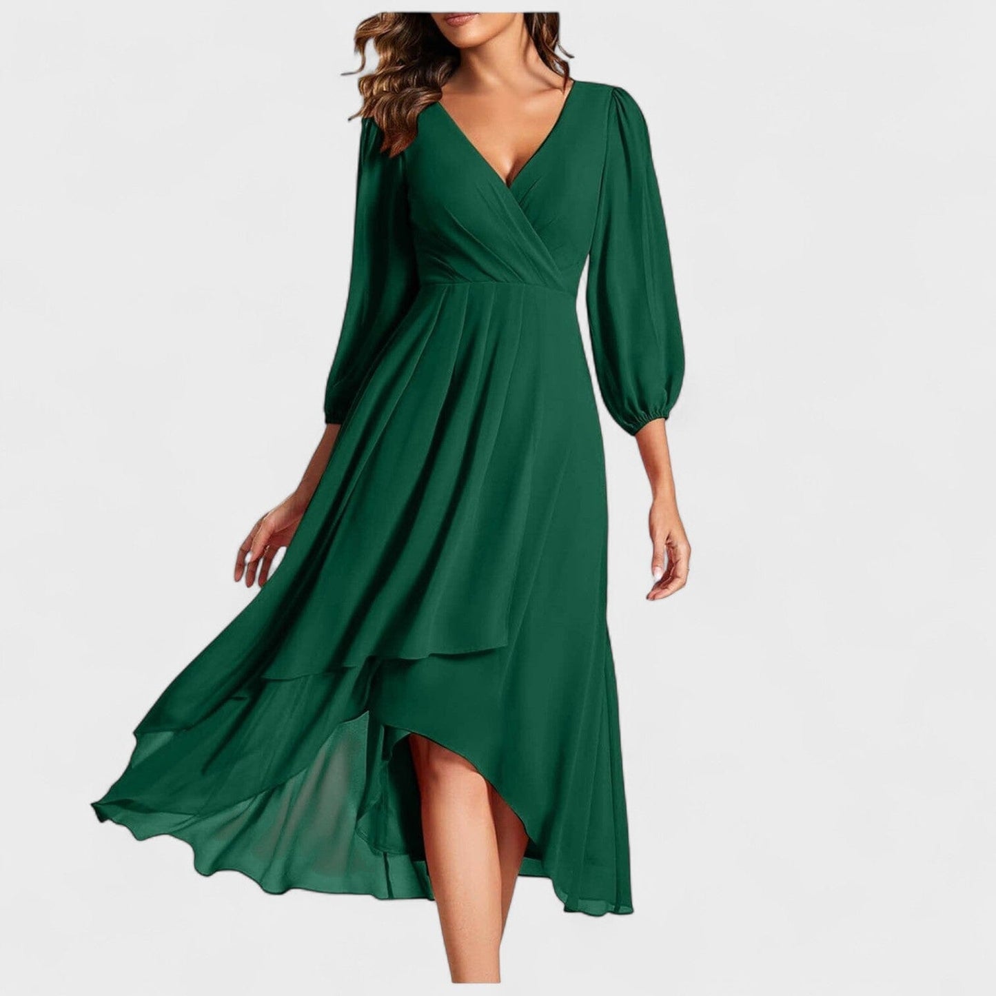 RITABARCELONA – Vestido con escote en V y falda asimétrica RITABARCELONA – Vestido con escote en V y falda asimétrica Rita Verde oscuro S 
