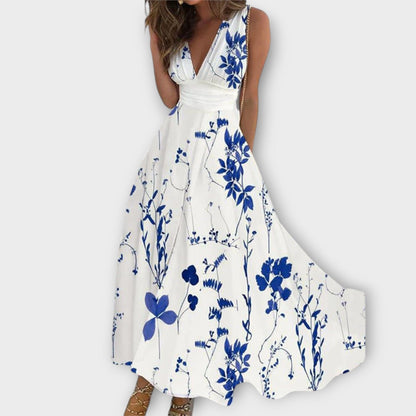 Romy – Vestido floral con escote en V Romy – Vestido floral con escote en V A minha loja Azul S 