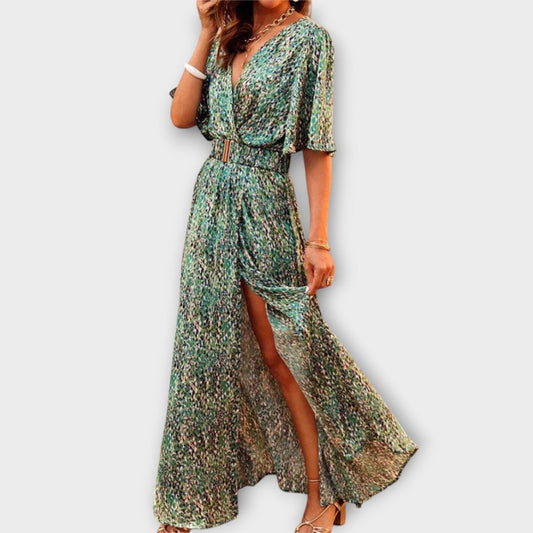 Sabine – Elegante vestido cruzado largo con diseño fluido Sabine – Elegante vestido cruzado largo con diseño fluido A minha loja Verde XS 