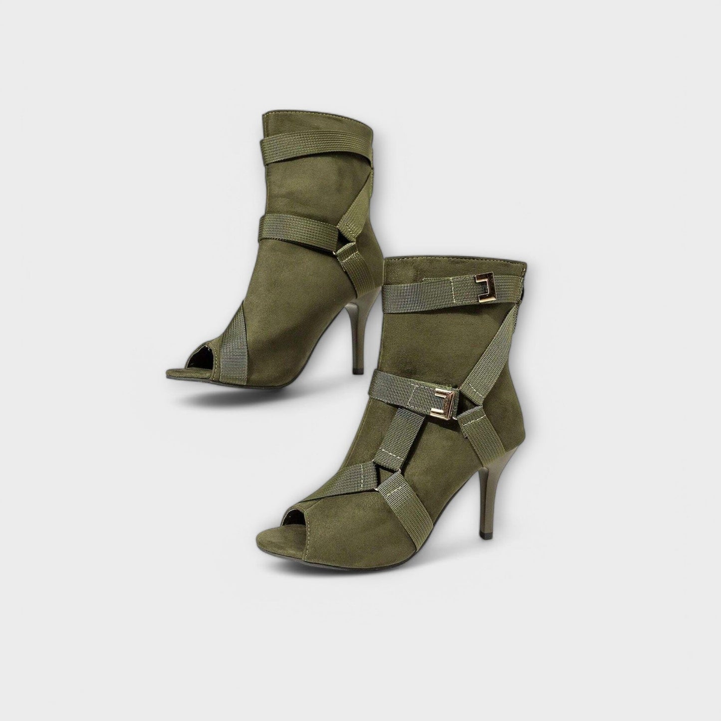 Sandalias elegantes de tacón con puntera abierta Sandalias elegantes de tacón con puntera abierta A minha loja Armeegrün 35.5 