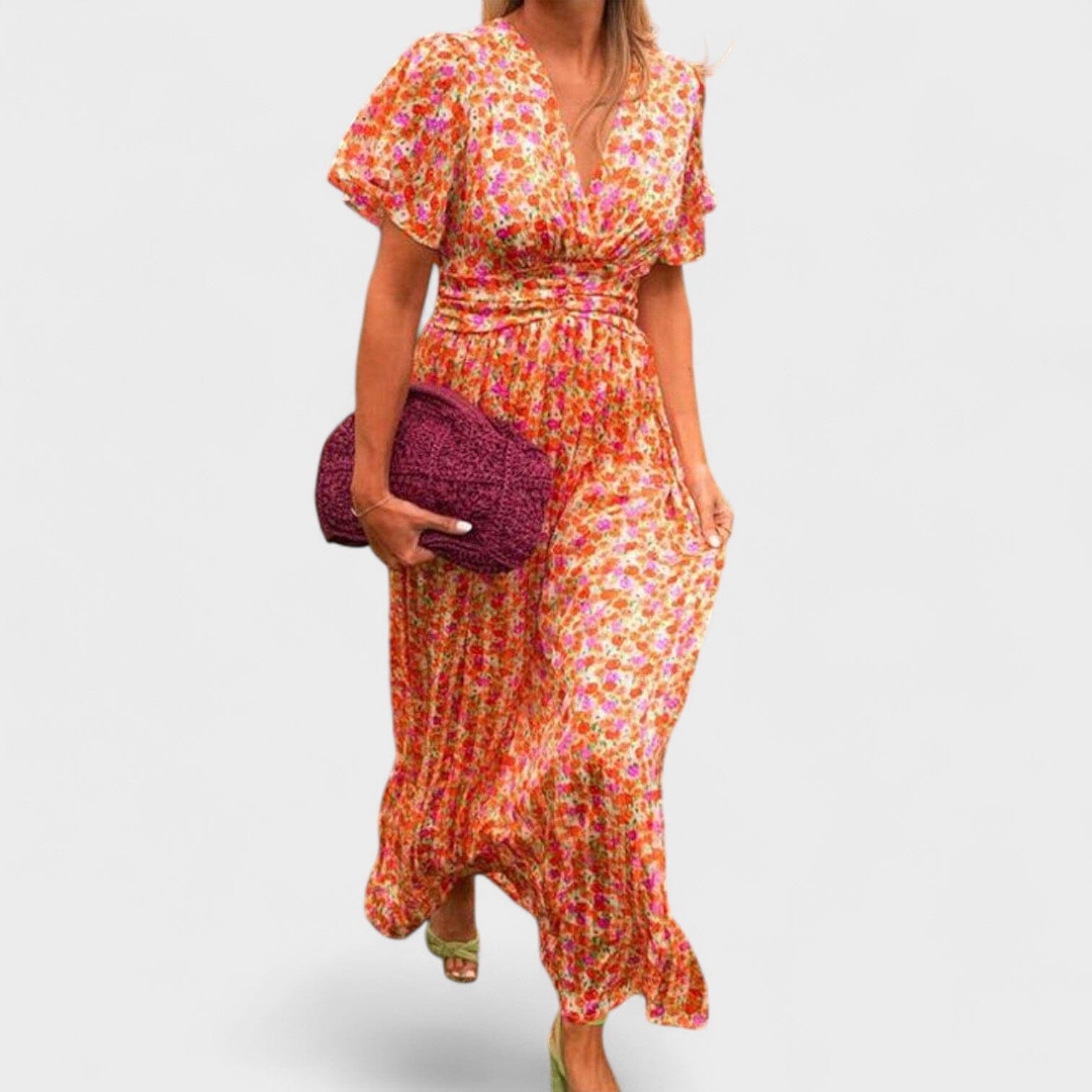 Sandra | Maxi vestido elegante con escote en V Sandra | Maxi vestido elegante con escote en V Rita Naranja S 