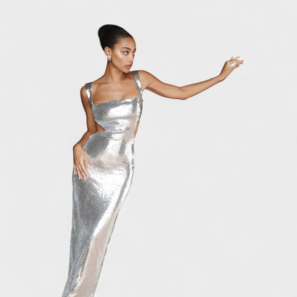 Vestido Gala Plata Sparkle – Edición Nocturna