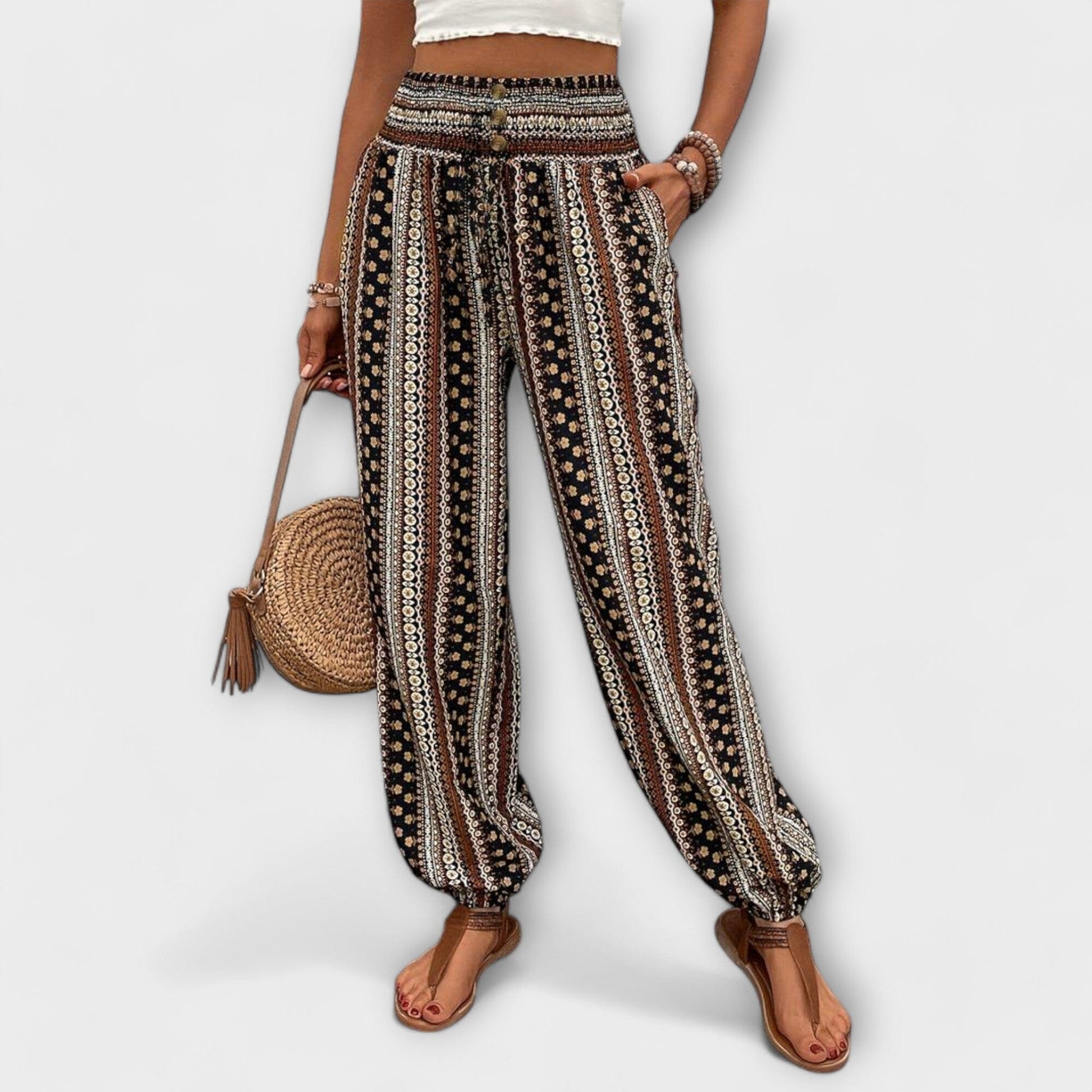 Scarlett – Pantalón con gráfico étnico Scarlett – Pantalón con gráfico étnico A minha loja Braun XS 