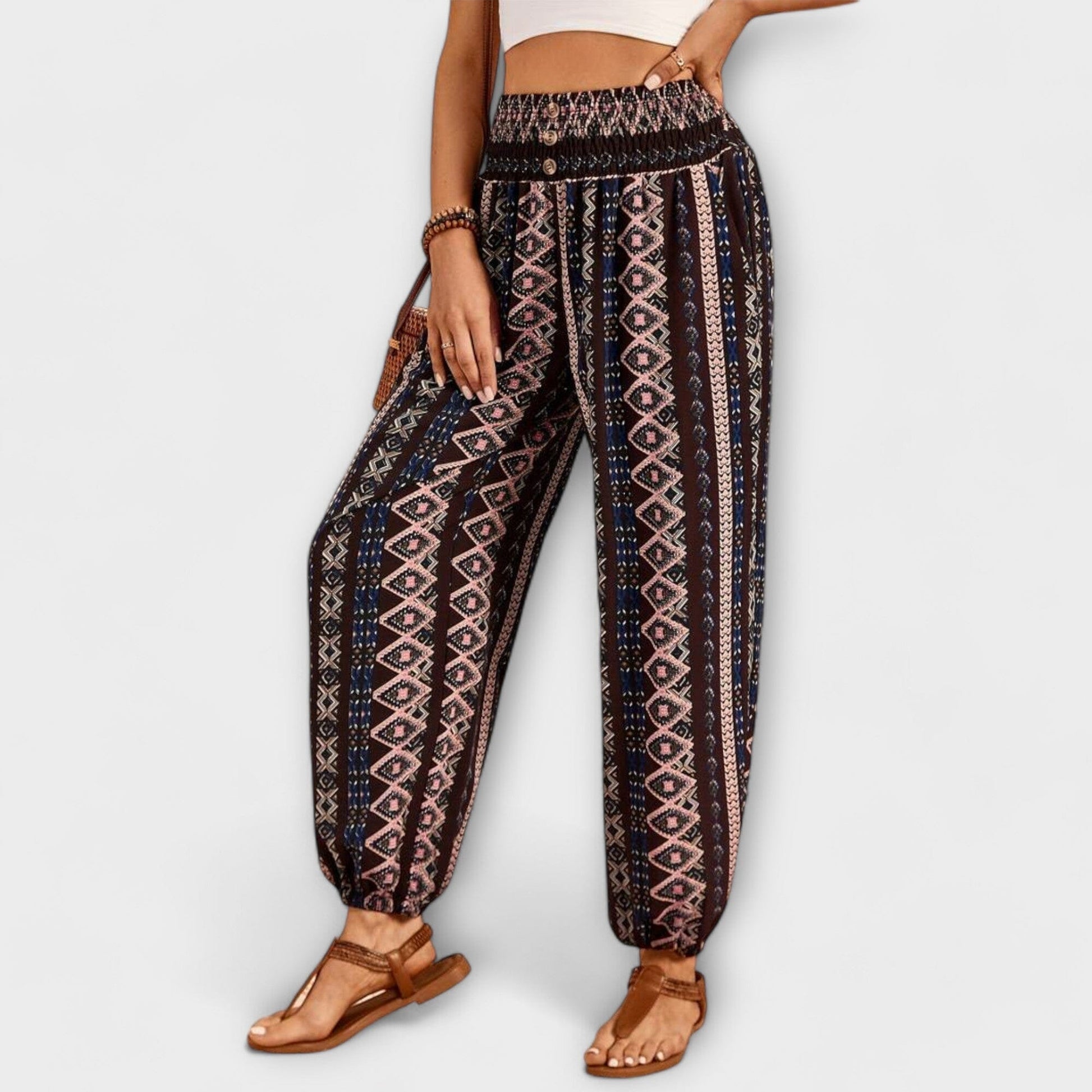 Scarlett – Pantalón con gráfico étnico Scarlett – Pantalón con gráfico étnico A minha loja Pink XS 