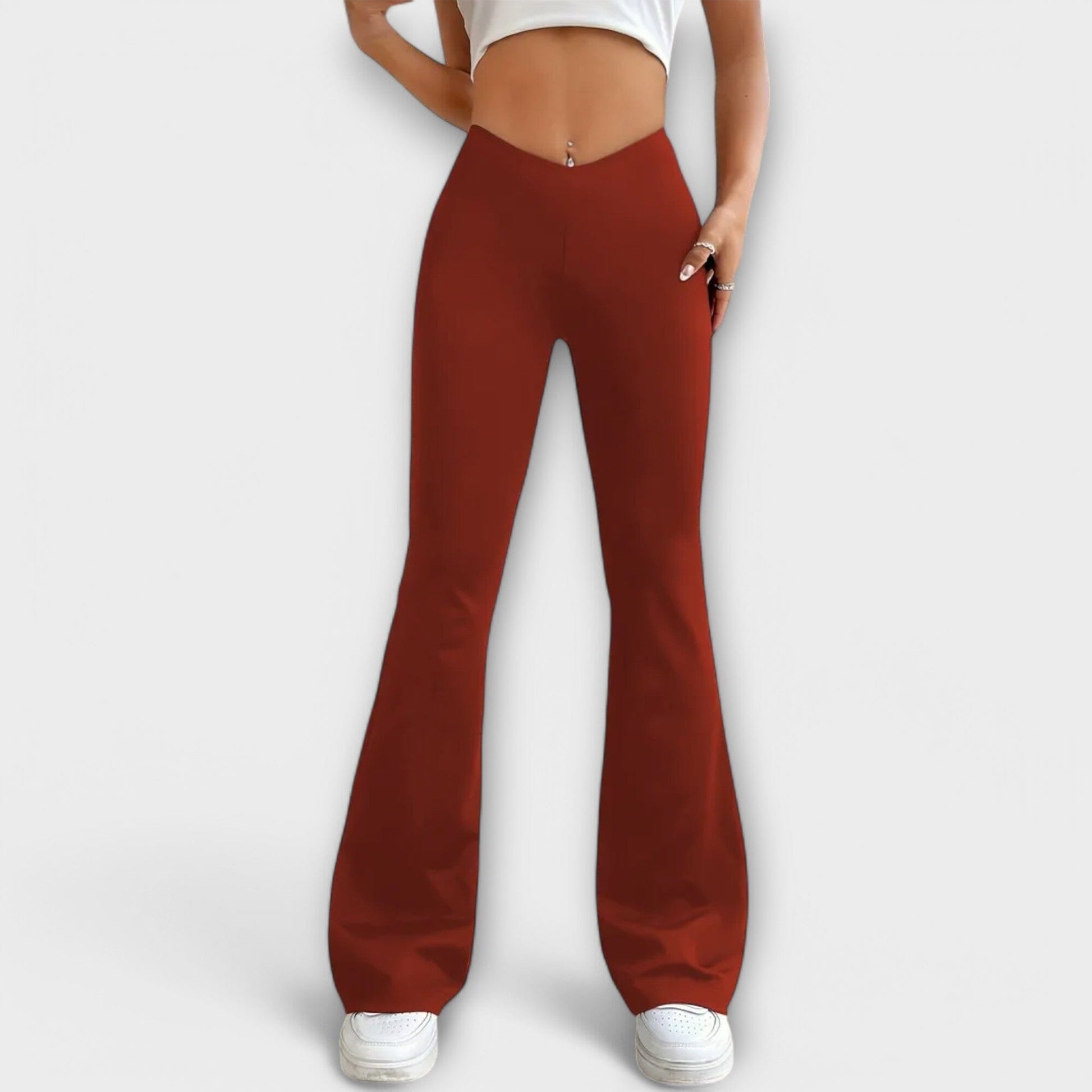 Serena – Pantalón suelto con pierna acampanada Serena – Pantalón suelto con pierna acampanada A minha loja Rojo XS 