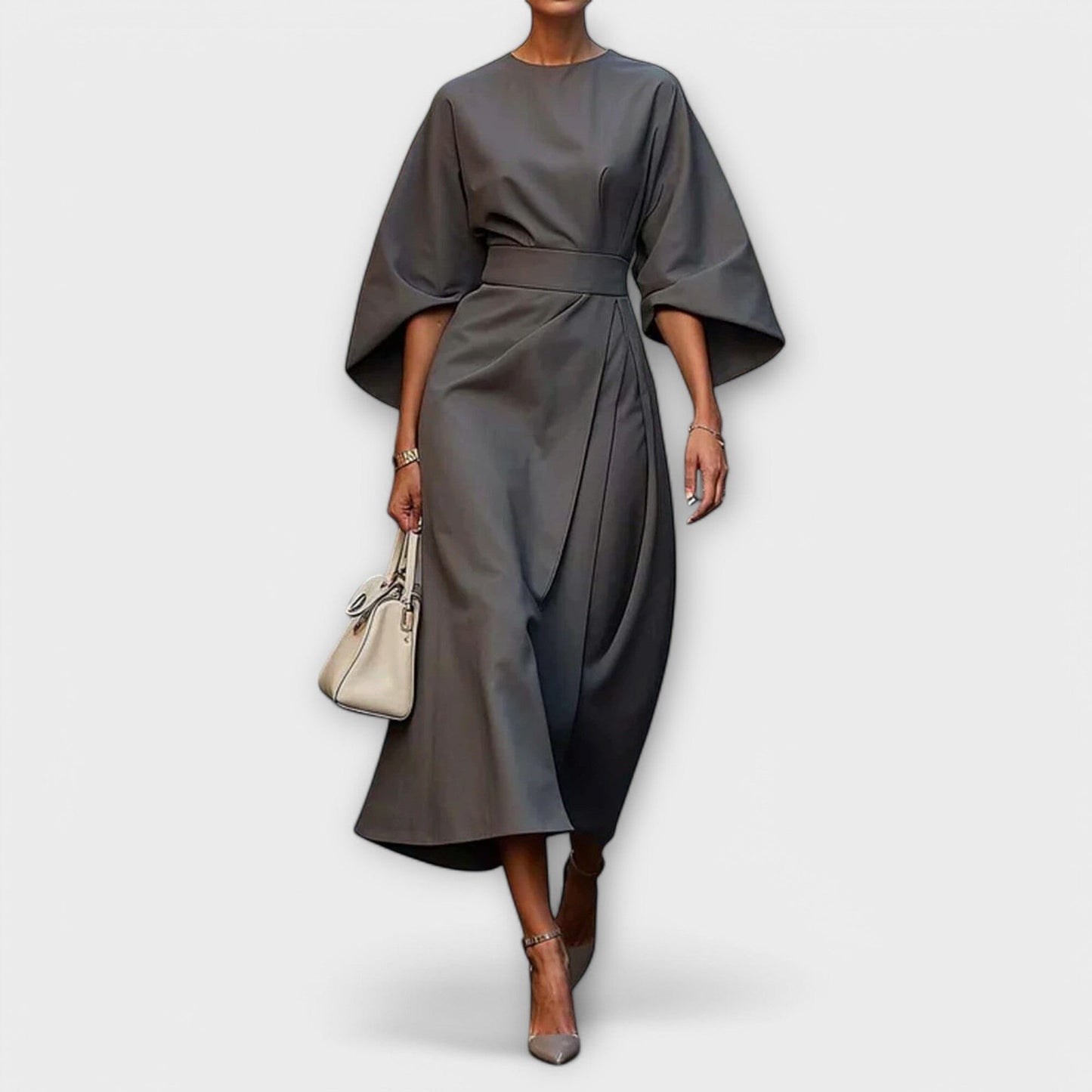 Sonia – Elegante vestido con mangas Sonia – Elegante vestido con mangas A minha loja Grau S 