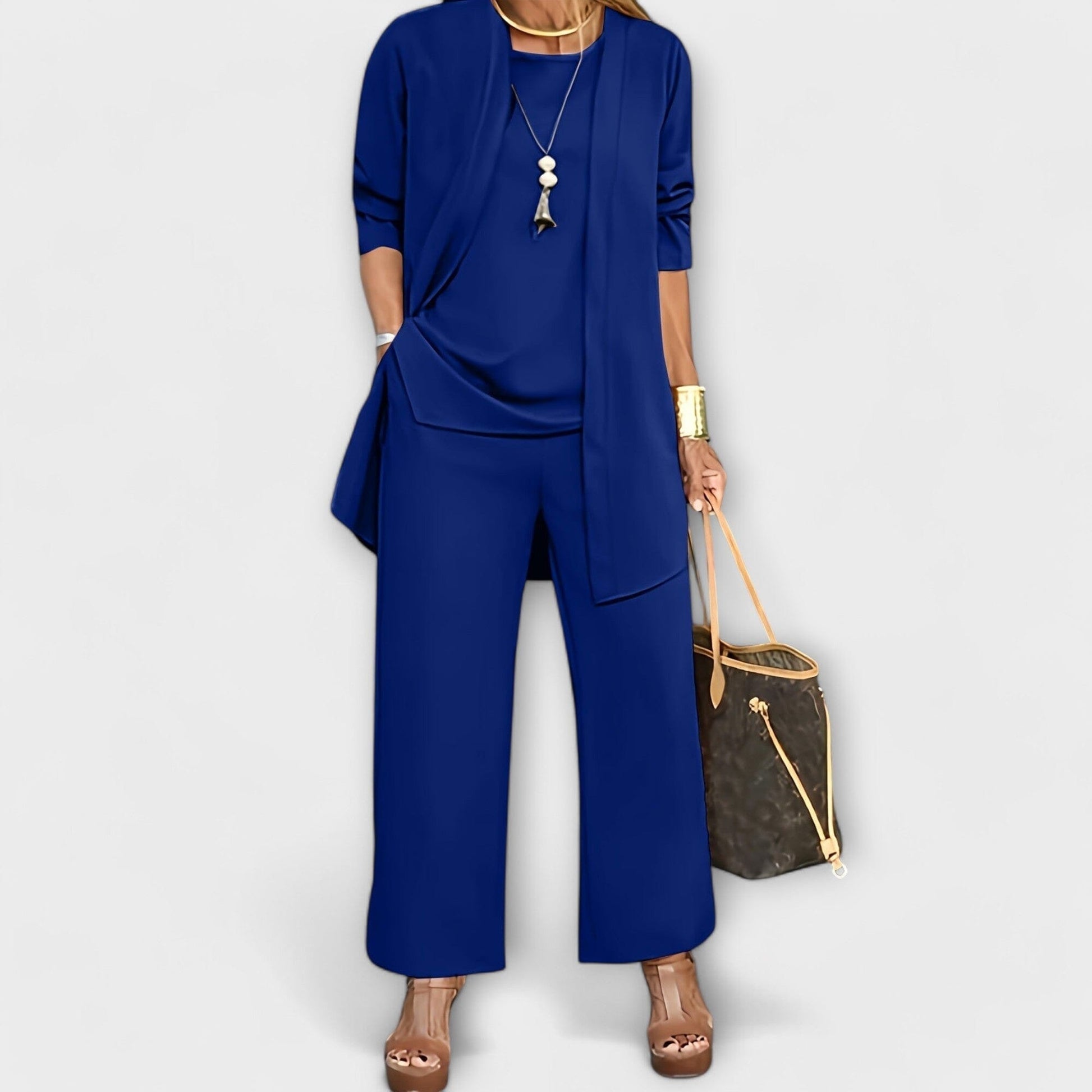 Sophia - Conjunto Casual de Tres Piezas Sophia - Conjunto Casual de Tres Piezas A minha loja Azul S 