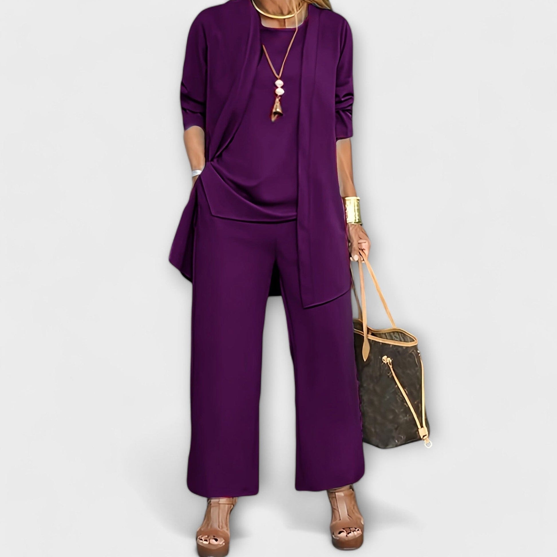 Sophia - Conjunto Casual de Tres Piezas Sophia - Conjunto Casual de Tres Piezas A minha loja Lila S 
