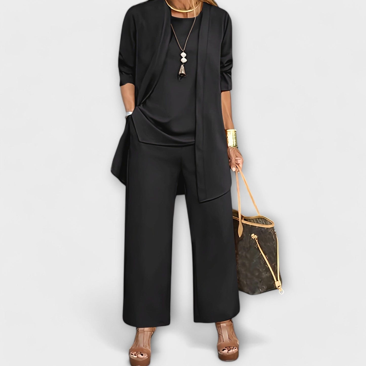 Sophia - Conjunto Casual de Tres Piezas Sophia - Conjunto Casual de Tres Piezas A minha loja Negro S 