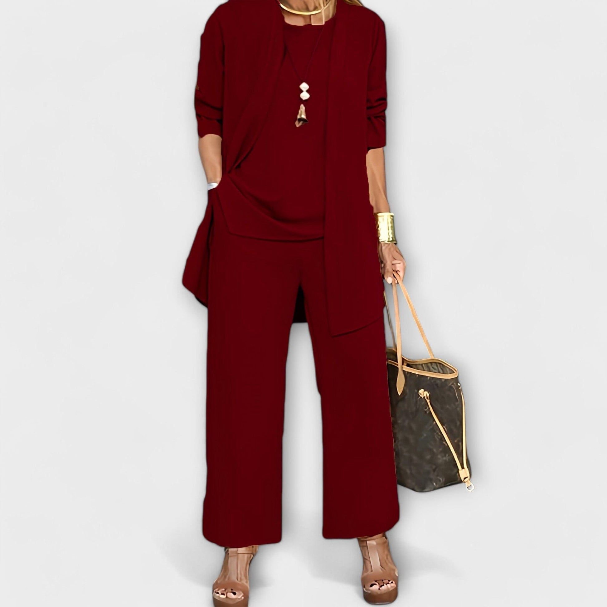 Sophia - Conjunto Casual de Tres Piezas Sophia - Conjunto Casual de Tres Piezas A minha loja Rojo S 