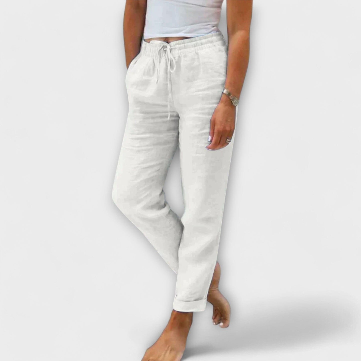 Stacy – Pantalón de lino ligero Stacy – Pantalón de lino ligero A minha loja Blanco XS 