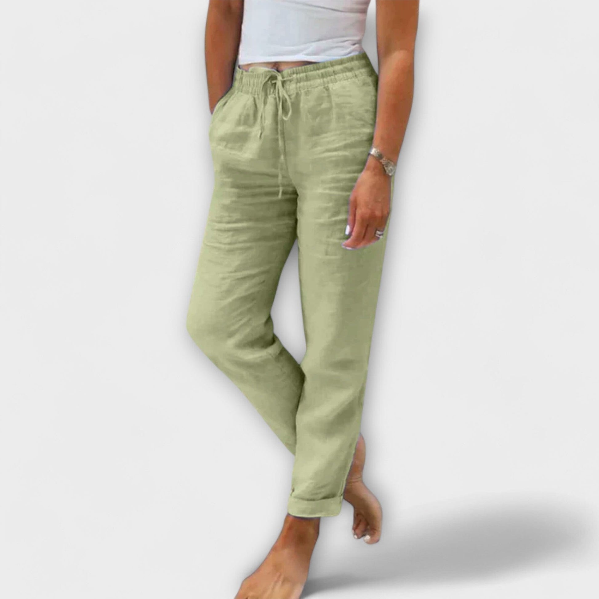 Stacy – Pantalón de lino ligero Stacy – Pantalón de lino ligero A minha loja Verde XS 