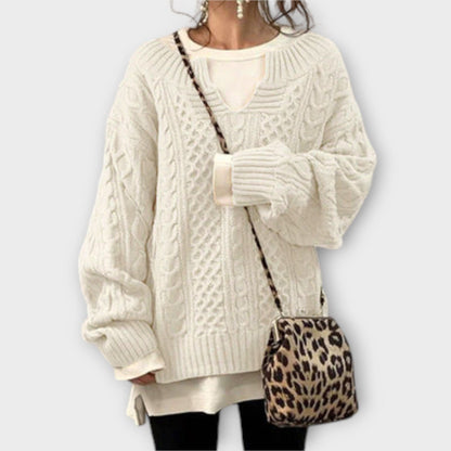 Suéter de Punto Oversize con Diseño de Trenza Suéter de Punto Oversize con Diseño de Trenza A minha loja Blanco XS 