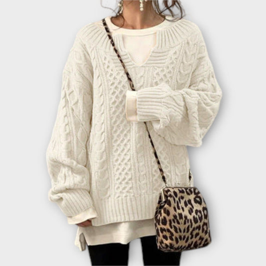 Suéter de Punto Oversize con Diseño de Trenza Suéter de Punto Oversize con Diseño de Trenza A minha loja Blanco XS 