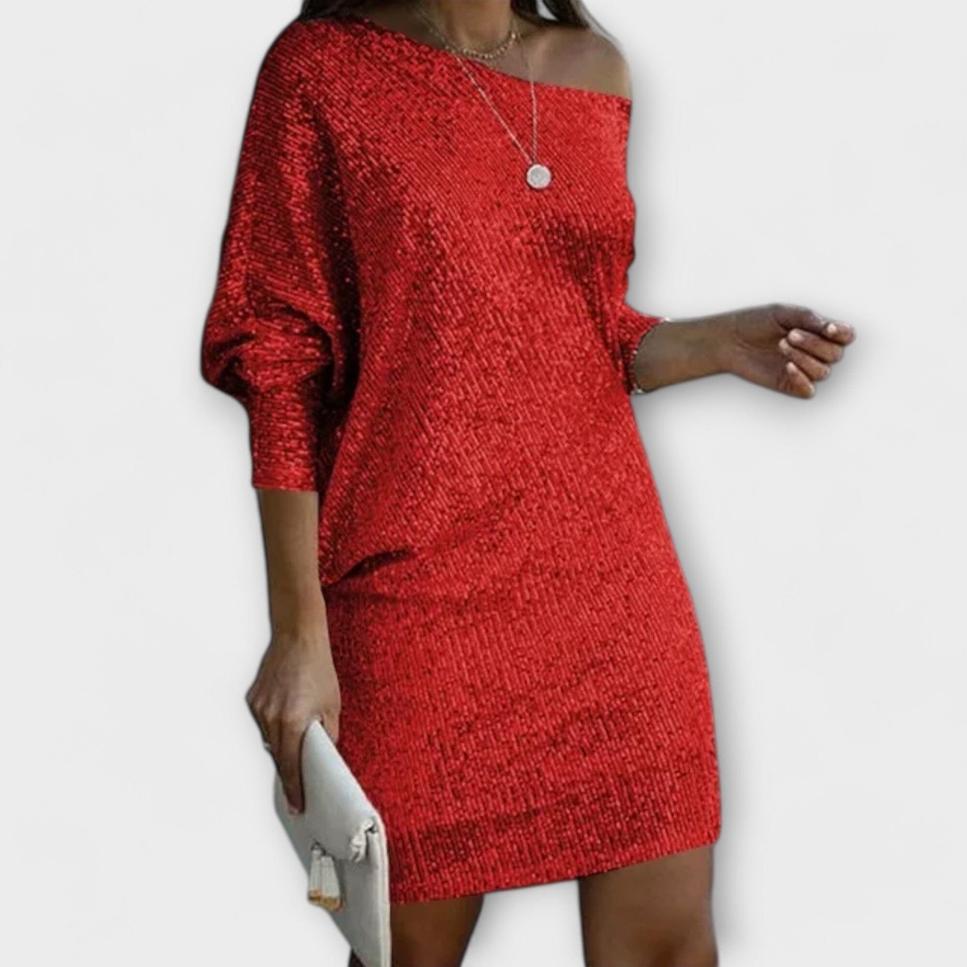 Vestido de fiesta con lentejuelas y contraste Vestido de fiesta con lentejuelas y contraste A minha loja Rojo S 