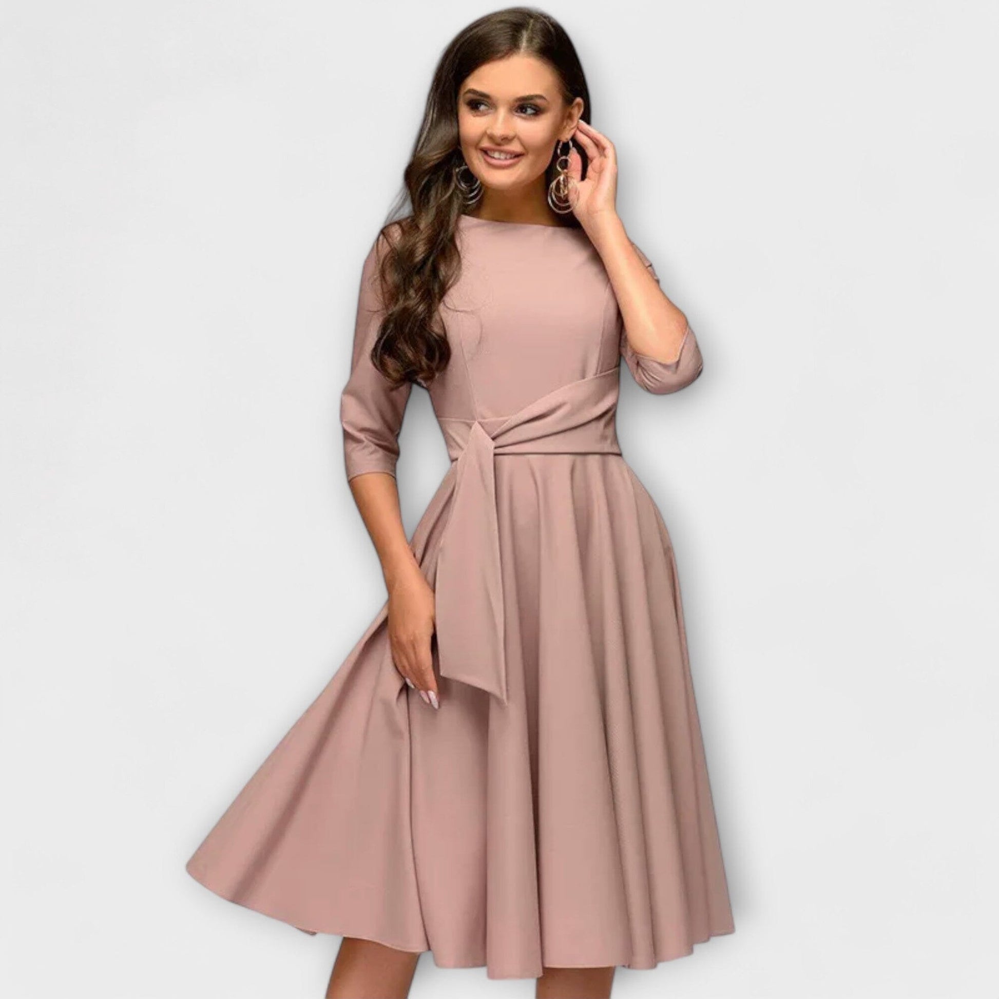 Vestido estilo swing elegante Vestido estilo swing elegante A minha loja Pink S 