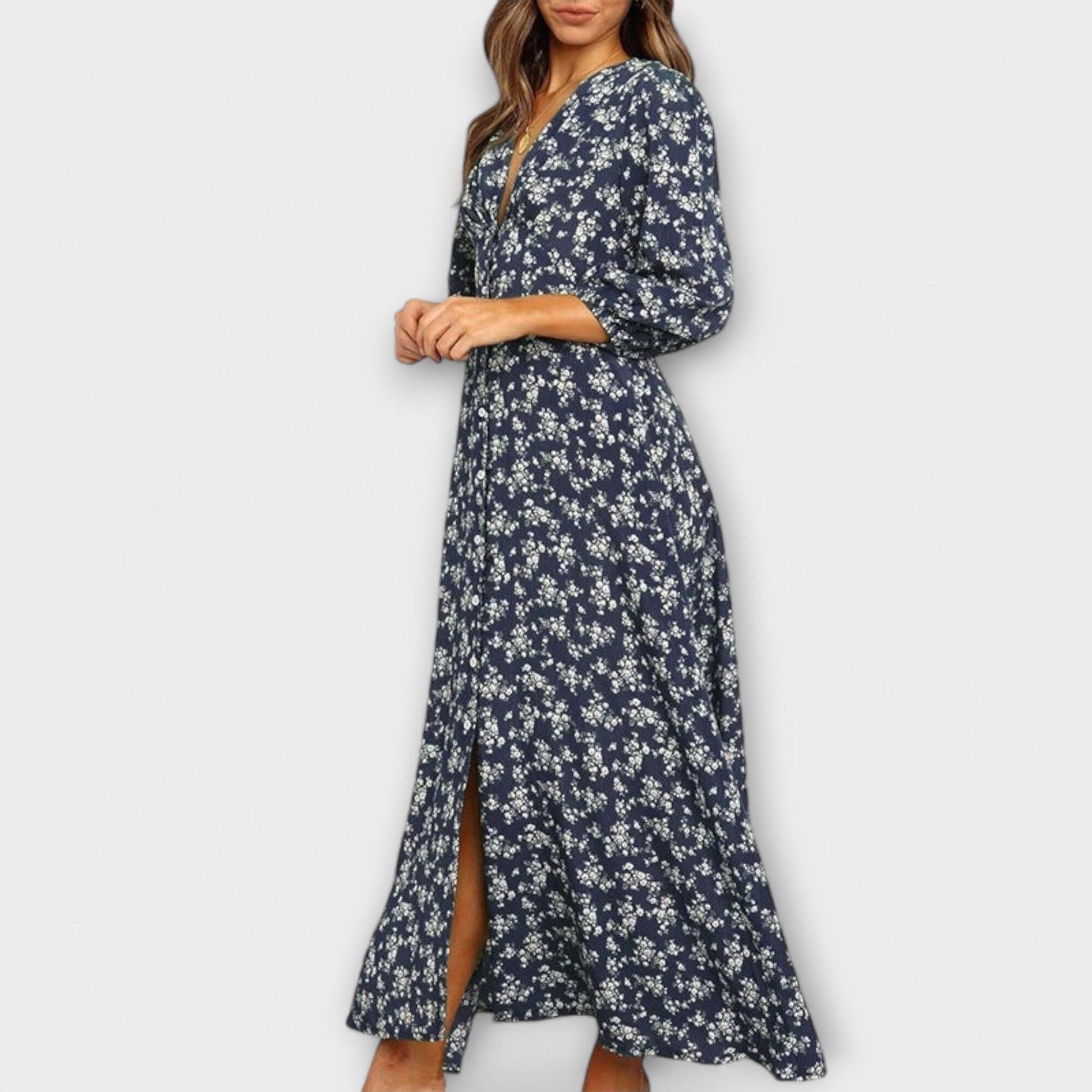 Vestido largo de mujer con estampado floral Vestido largo de mujer con estampado floral A minha loja 