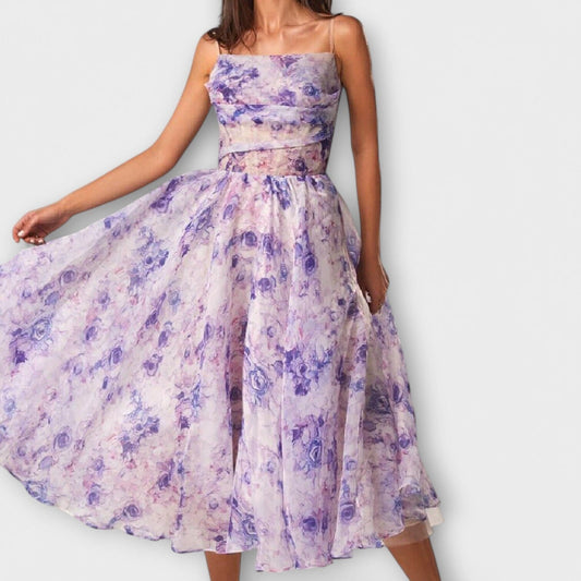 Vestido midi elegante de gasa (chiffón) Vestido midi elegante de gasa (chiffón) A minha loja Lila S 