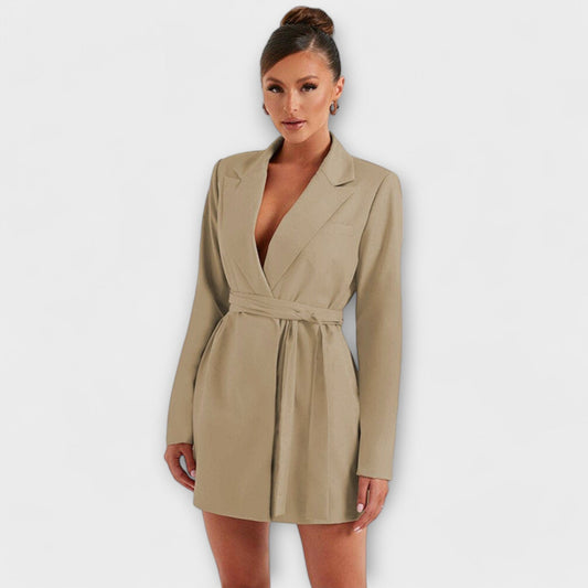 Vestido tipo blazer con escote en V Vestido tipo blazer con escote en V A minha loja Khaki S 