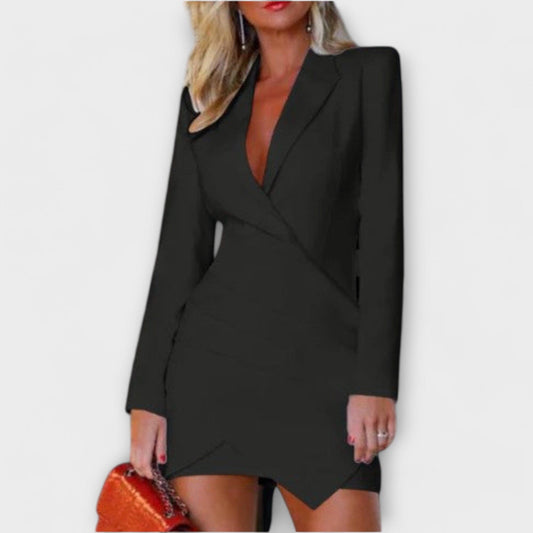 Vestido tipo blazer de manga larga para mujer Vestido tipo blazer de manga larga para mujer A minha loja Negro XS 