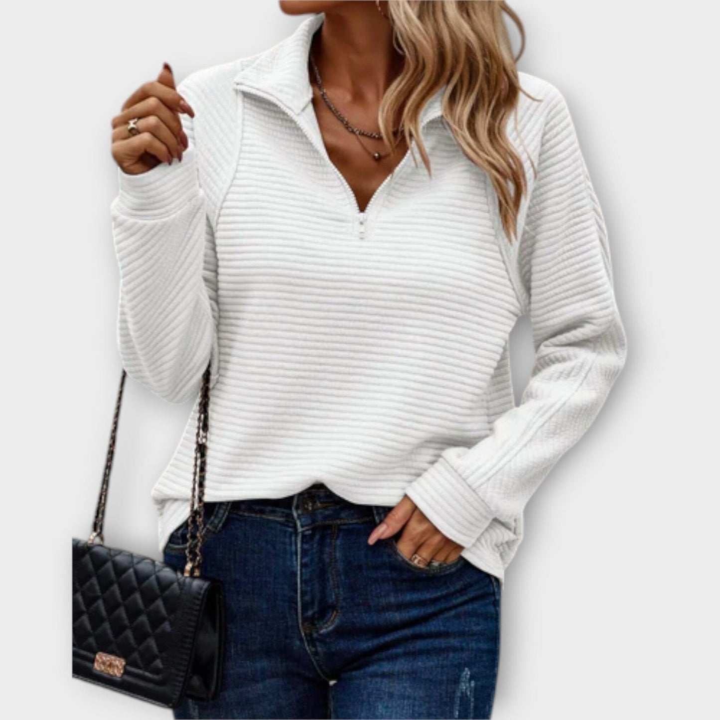 Vilja - Pullover con Media Cremallera Vilja - Pullover con Media Cremallera A minha loja Blanco S 