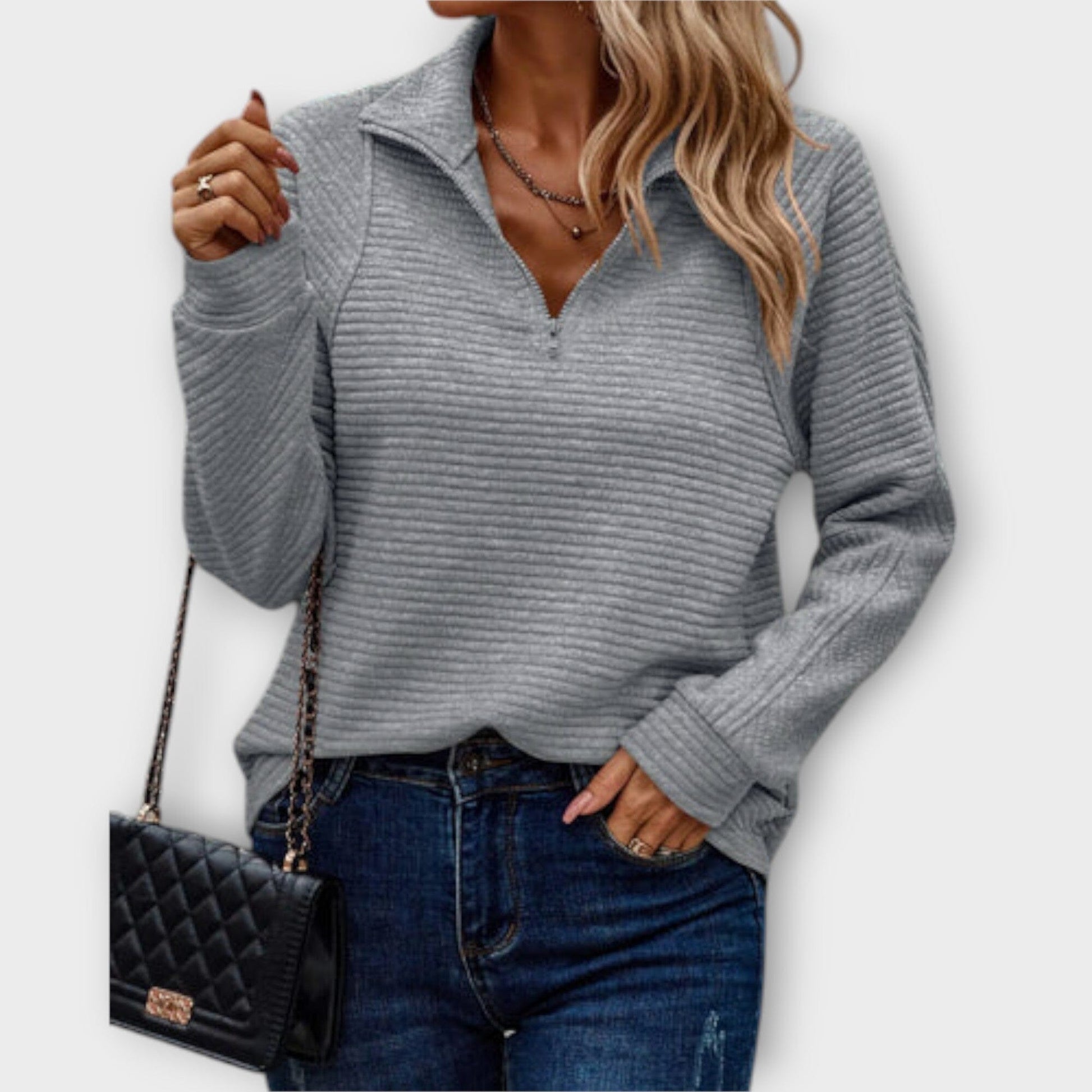 Vilja - Pullover con Media Cremallera Vilja - Pullover con Media Cremallera A minha loja Grau S 