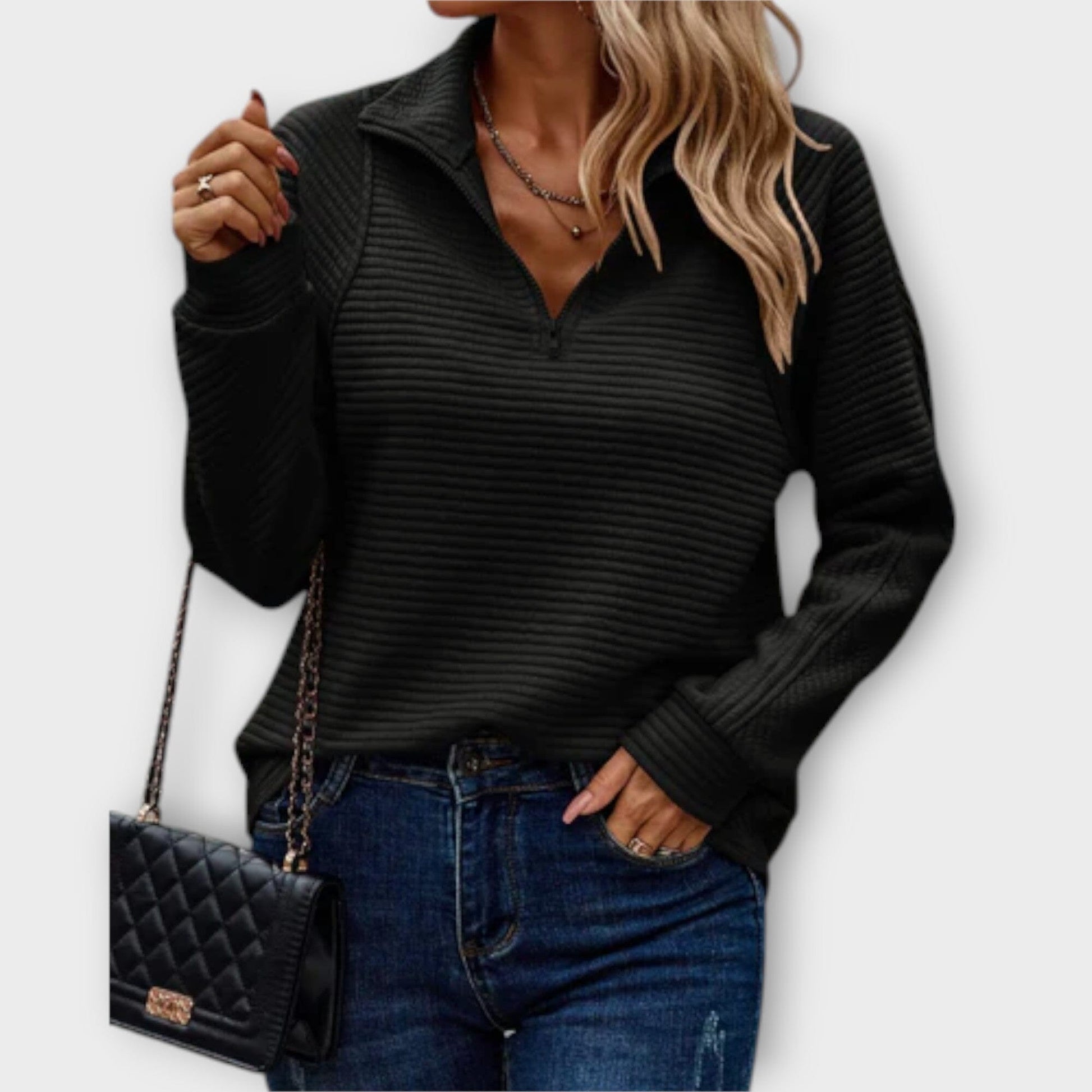 Vilja - Pullover con Media Cremallera Vilja - Pullover con Media Cremallera A minha loja Negro S 