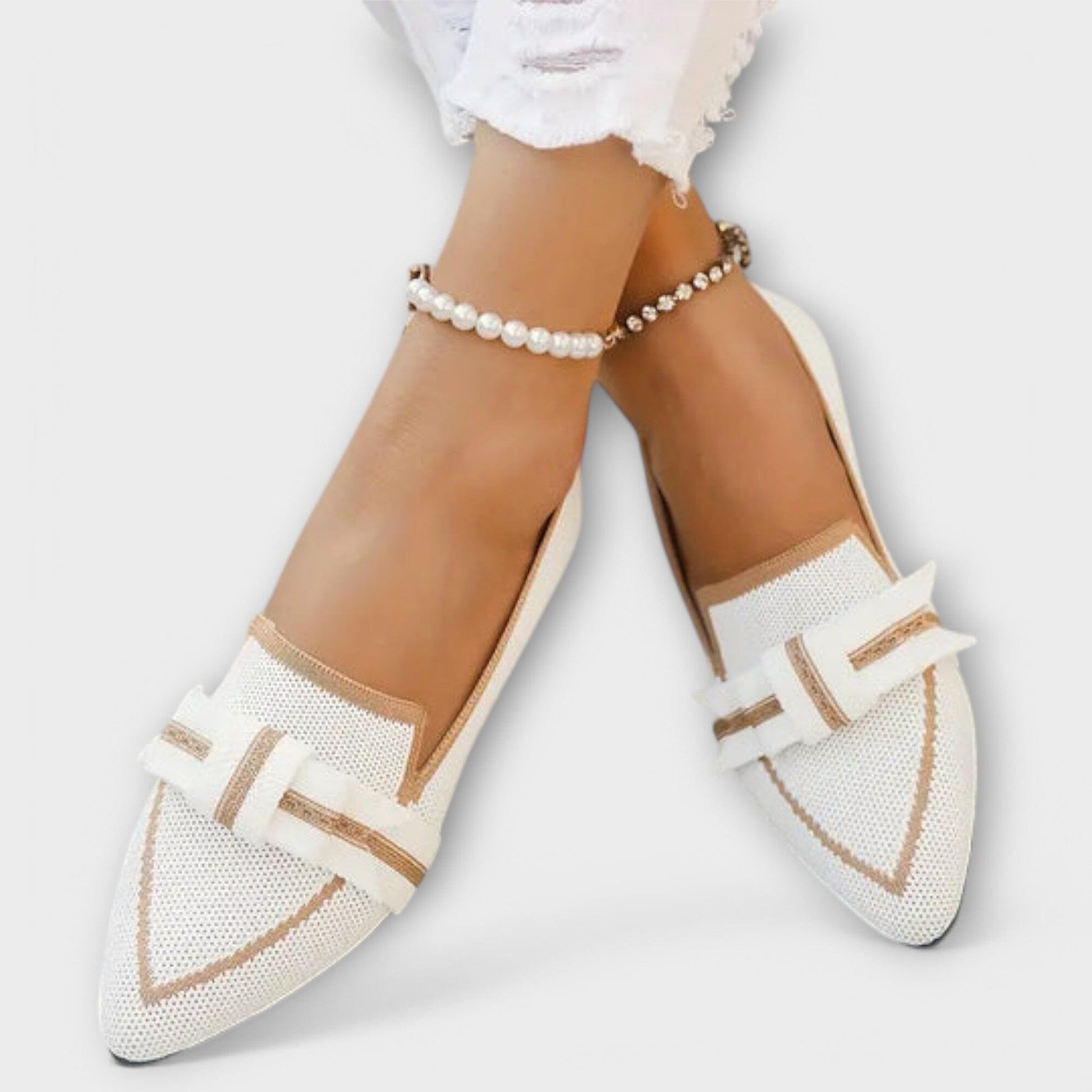 Zapatos planos para mujer con diseño anudado Zapatos planos para mujer con diseño anudado A minha loja Blanco 35.5 
